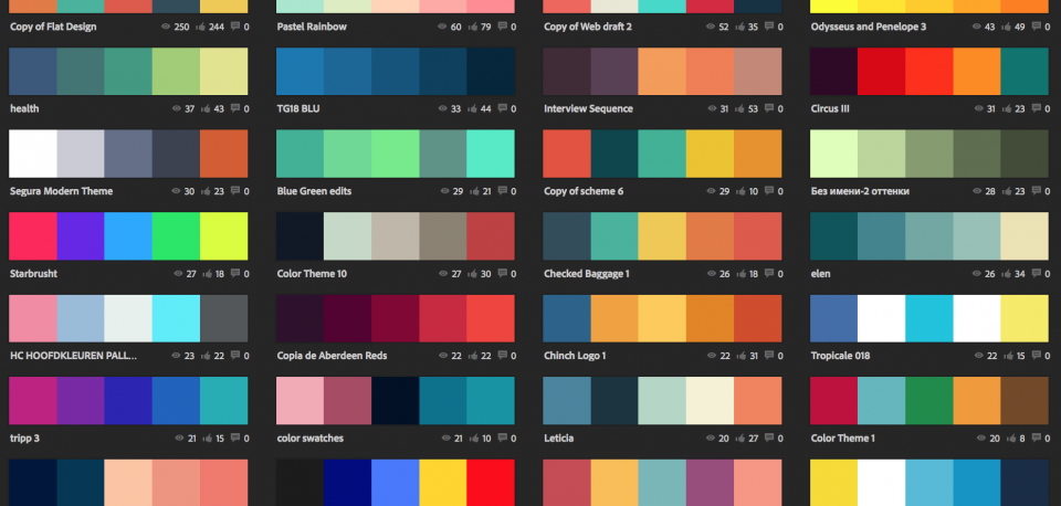 Risorse visuali: palette di Adobe